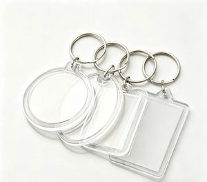 X48 Cheap Custom Clear Digital Printed Logo Picture Frame Plastic <b>Key</b> Chain Blank Transparent Insert Acrylic Photo Keychain - Product Image 1