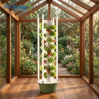 Nouvelle conception modulaire, montage facile, tour hydroponique verticale à 9 étages, éclairage LED pour culture, pompe, système d'irrigation pour jardin domestique et serre