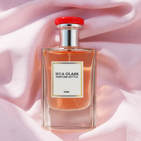 Nouveauté, flacon de parfum en verre transparent rectangulaire de luxe de 80 ml, flacon de parfum vide avec boîte et couvercles