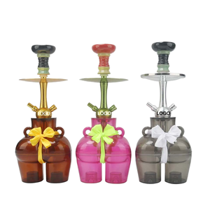 Bán buôn tùy chỉnh xách tay Shisha Set <span class=keywords><strong>3</strong></span> màu LED ánh sáng Bowknot <span class=keywords><strong>2</strong></span> Hose hộp Frosted Gương vuông Silicone Hộp Quà Tặng kim loại - Product Image 1