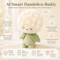 Peluche Pissenlit de Luxe Inspirée par l'IA - Figurine Kawaii Ultra Douce Remplie de Coton PP et Polyester Effet Nuage pour Fêtes Unisexe