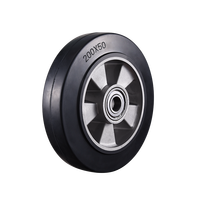 Roue pivotante simple VIMA en fer de 8 pouces (200 mm) en caoutchouc PP, capacité 210 kg, pour poubelle et bac à déchets