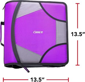Case-it Factory Wholesale Factory Sized Zip Tab 4-Inch 3 D-<b>Ring</b> Zipper <b>Binder</b> with 5-Tab File <b>Folder</b>, Red - Product Image 3