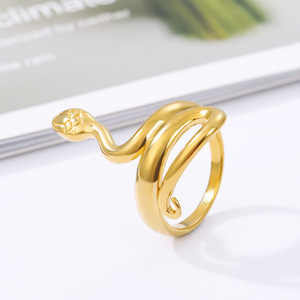 고품질 18K 골드 도금 독특한 뱀 반지 남성 여성 스테인레스 스틸 쥬얼리 - Product Image 2