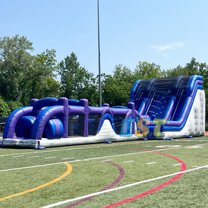 หลักสูตรอุปสรรคสำหรับผู้ใหญ่แบบเป่าลมทำจาก PVC สำหรับเด็กพร้อมสไลด์เกมท้าทายสำหรับปีนและวิ่ง - Product Image 1