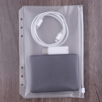 Classeur à Feuilles Mobiles A5 avec Poches à 6 Trous, Fermeture à Glissière Transparente, Classeur de Pochettes de Documents en PVC Étanche