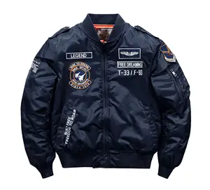 Moda casual abrigo bordado OEM airforce de gran tamaño para hombres niños parcheado chaqueta bomber unisex para invierno 2021