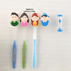 Sıcak satış banyo ürünleri duvara monte plastik vantuz banyo aksesuarları seti aile plastik diş fırçası kabı