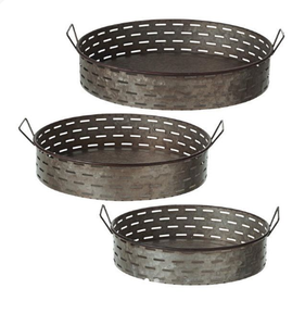 Plateau de service alimentaire galvanisé à la main Fabricant Fournisseur Forme arrondie Design antique Plateau alimentaire de cuisine - Product Image 2
