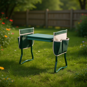 Sgabello e ginocchiera da giardino 2 in 1 portatile per esterni, verde, con borse porta attrezzi e tappetino per inginocchiare per il giardinaggio - Product Image 2