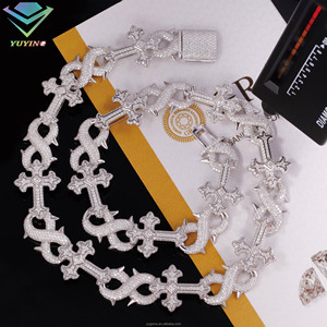 VVS moissanite GRA certificate 925 silver 18K gold plated brilliant cut <b>iced</b> <b>out</b> cross <b>chain</b> hiphop fashion bracelet/necklace - Product Image 1