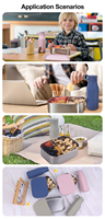 Ensemble de 2 boîtes à lunch réutilisables, compatibles lave-vaisselle, sans BPA, étanches, en acier inoxydable, et bouteille d'eau en silicone