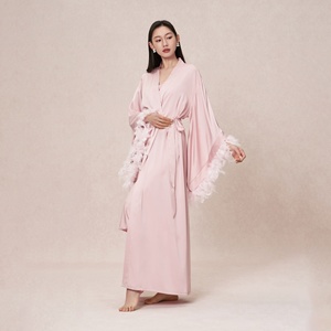Pajamas for Women Luxury V-Neck New Style Robes Women's Spring Summer Polyester Fiber High-end Bride <strong>Morning</strong> Gown Pajamas - Product Image 1