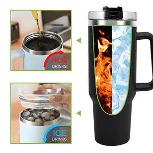 แก้วน้ำสแตนเลสขนาด 40 ออนซ์ พร้อมหูจับ แก้วกาแฟร้อน พร้อมหลอดดูด กระติกน้ำสุญญากาศ เก็บความร้อน พกพาสะดวกสำหรับการเดินทาง - Product Image 4