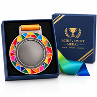 Médaille en métal personnalisée de haute qualité avec émail coloré, médaille de récompense vierge à graver pour les événements sportifs, scolaires, ou souvenirs d'entreprise