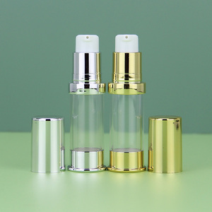 Thanh lịch 5ml 10ml 15ml Như + PP nhựa không có không khí Lotion chai với cơ thể rõ ràng vàng/bạc hàng đầu có thể tái chế sealable - Product Image 2