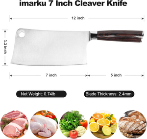 Cuchillo de Cocina Chino de 7 Pulgadas, 9Cr18Mov, Acero Inoxidable con Alto Contenido de Carbono, Ultra Afilado, para Carnicero, Utensilios de Cocina - Product Image 2