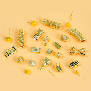 2025 đồ trang sức CZ Cubic Zirconia 18K vàng pendantplated hạt nối miếng đệm Zircon đá quý DIY hạt đối với trang sức làm Kit - Product Image 5