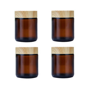 Récipients cosmétiques vides ambrés de 1oz Pot rond en verre avec doublures intérieures et couvercles en bambou pour le stockage des lotions/poudres/et des pommades - Product Image 1