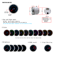 Voltmeter Tahan Air 12V 52mm untuk Mobil Truk dengan Lampu Latar 10 Warna
