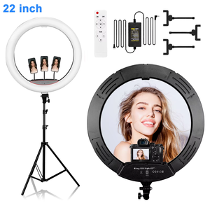 Pour <span class=keywords><strong>Tik</strong></span> <span class=keywords><strong>Tok</strong></span> Live Stream 22 pouces LED maquillage Salon de beauté mural Vloger Youtuber LED anneau lumière lampe avec sol 2m trépied - Product Image 6