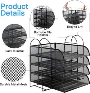 Ensemble d'organisateurs de bureau pour la maison et l'école, 6 pièces, porte-stylo en maille métallique et porte-documents, accessoires de rangement pour le bureau - Product Image 4