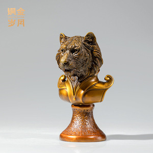Copper And <b>Gold</b> Years Tiger Head Brass Ornament Handmade Artistic Living Room Decor <b>Statue</b> - Product Image 3