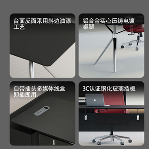 Muebles de oficina ejecutivos de diseñador moderno Escritorio CEO jefe en forma de L con pies de aleación de aluminio galvanizado sólido - Product Image 4