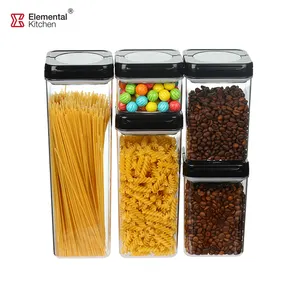 Storage Jars Wholesales Airtight Kitchen Clear Plastic Candy Jar Storage Box Set With Plastic Lid