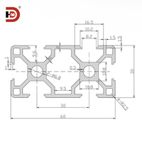 Perfil de Aluminio Industrial Negro 3060, Extrusión de Aluminio para Línea de Transporte, Línea de Ensamblaje, Automatización, Estructura de Banco de Trabajo