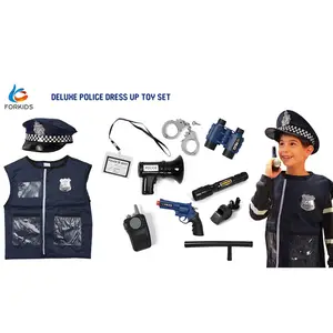 現代の学校教育玩具ふり遊びセット男の子用ダークブルー色警官警察セットおもちゃ遊び