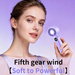 Ventilateur portable <span class=keywords><strong>mini</strong></span> 5 vitesses, 1200 mAh, rechargeable, avec affichage numérique, ventilateur de poche, cadeaux sympas pour l'été - Product Image 4