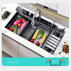 2026 New Edition Smart LED Digital Display <strong>Kitchen</strong> <strong>Sink</strong> Multifunction Modern Waterfall Stainless Steel Smart <strong>Kitchen</strong> <strong>Sink</strong> - Product Image 2