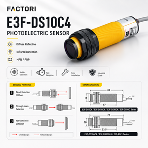 Capteur de proximité photoélectrique inductif NPN PNP à réflexion diffuse infrarouge pour évitement d'obstacles Factori E3F-DS10C4 - Product Image 2