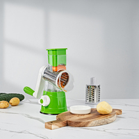 Râpe à fromage rotative manuelle, trancheur de légumes, broyeur multifonction avec 3 lames rotatives en acier inoxydable