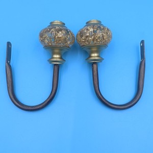 U Shape Resin <b>Curtain</b> Hooks 58 Inch Traditional Design Durable Wall Mounted Brown Color All <b>Curtain</b> Types - Product Image 2