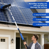Kit de perche télescopique en alliage d'aluminium alimentée en eau avec brosse PBT, ensemble d'outils réglables pour le nettoyage des panneaux solaires et des fenêtres
