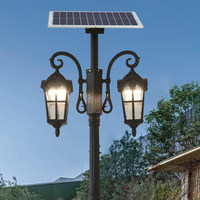 Lampe de jardin extérieure de style européen à LED solaire et électrique, IP54, avec commande intelligente par interrupteur, en aluminium et verre