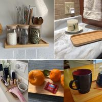 Plateaux en bambou personnalisés, plateaux de comptoir en bambou, plateaux de rangement en bambou, plateaux de rangement multifonctionnels pour la salle de bain