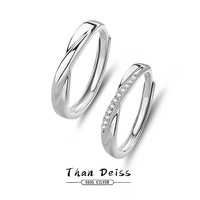 Personalisierter Gravierter S925 Sterling Silber Paarring für Valentinstag Liebesgeständnis Geschenk