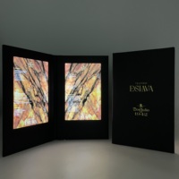Porte-documents en cuir PU A5 à 2 pages avec éclairage LED, couvertures de menu avec lumière LED, porte-documents en cuir PU noir