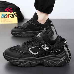 Zapatillas Deportivas Negras Modernas para Hombre, para Todas las Temporadas, Diseño de Malla Transpirable con Plantilla de PVC y Forro de Algodón, para Primavera, Verano, Otoño e Invierno - Product Image 4