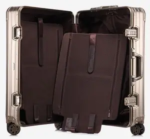 Personalizzazione accetta bagaglio in lega di alluminio 20 "24" 28 "con gancio e silenziatore grande capacità di viaggio facile da usare