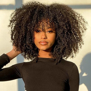 Perruque bob <span class=keywords><strong>afro</strong></span> de cheveux naturels crépus — ali queen, cheveux humains vierges, haute densité, 100% cheveux humains, bandeau sans colle, coupe courte pixie, pour femmes, vente en gros - Product Image 1