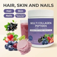Poudre de peptides de collagène multi-types I-V, saveur baies, pour cheveux, peau et ongles, 30 portions, pot