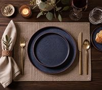 Service de table en céramique durable EKA, assiettes et bols à glaçure réactive, motifs variés, passe au lave-vaisselle, vaisselle en grès, service de table Luminarc
