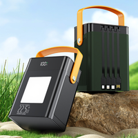 Batterie externe haute capacité à charge rapide 22,5 W, câbles micro USB et type-C détachables, lampe torche LED, poignée de transport, camping