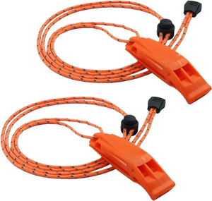Silbato DE SEGURIDAD DE EMERGENCIA naranja fuerte de alto volumen de 120dB con cordón para supervivencia marina al aire libre logotipo personalizado OEM al por mayor - Product Image 1