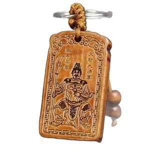 Porte-clés et pendentif de voiture en bois de pêcher Wenzhe, style pavillon Linglong, talisman général, ornement décoratif de style chinois 2026 - Product Image 5