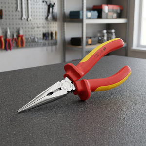 Taiwan Made High Quality Chrome Vanadium Steel Industrial Grade OEM 1000V VDE Insulated Satin Finish 6" <b>Long</b> <b>Nose</b> Pliers - Product Image 3